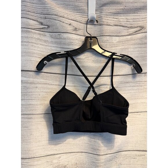 Black Strappy Cross-Back Sports Bra Size M - Picture 2 of 3